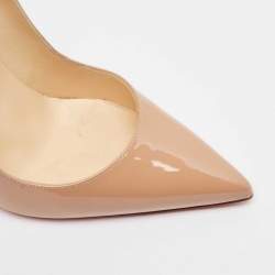 Pre Owned Christian Louboutin Beige Patent Pigalle Pumps Size 38