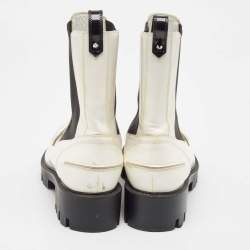 Pre Owned Christian Louboutin White Patent Leather Montezu Ankle Length Boots Size 38