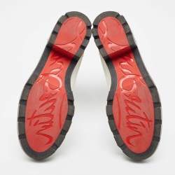 Pre Owned Christian Louboutin White Patent Leather Montezu Ankle Length Boots Size 38