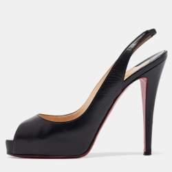 Christian Louboutin Black Leather No Prive Slingback Sandals Size 38