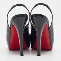 Christian Louboutin Black Leather No Prive Slingback Sandals Size 38