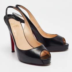 Christian Louboutin Black Leather No Prive Slingback Sandals Size 38