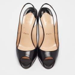Christian Louboutin Black Leather No Prive Slingback Sandals Size 38