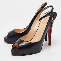 Christian Louboutin Black Leather No Prive Slingback Sandals Size 38