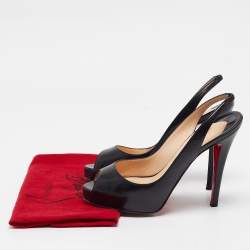 Christian Louboutin Black Leather No Prive Slingback Sandals Size 38