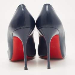 Christian Louboutin Navy Blue Leather Corneille Pumps Size 40.5