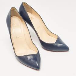 Christian Louboutin Navy Blue Leather Corneille Pumps Size 40.5