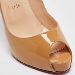 Christian Louboutin Beige Patent Leather Very Prive Pumps Size 39.5