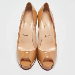 Christian Louboutin Beige Patent Leather Very Prive Pumps Size 39.5