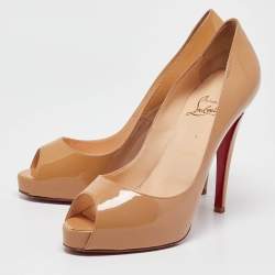 Christian Louboutin Beige Patent Leather Very Prive Pumps Size 39.5