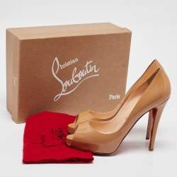 Christian Louboutin Beige Patent Leather Very Prive Pumps Size 39.5