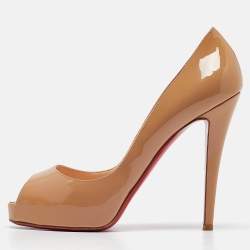 Christian Louboutin Beige Patent Leather Very Prive Pumps Size 39.5