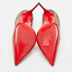 Pre Owned Christian Louboutin Gold Snakeskin Completa Pumps 41