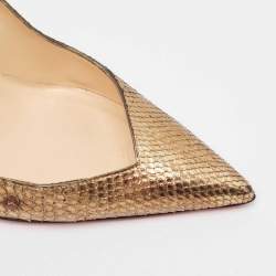 Pre Owned Christian Louboutin Gold Snakeskin Completa Pumps 41