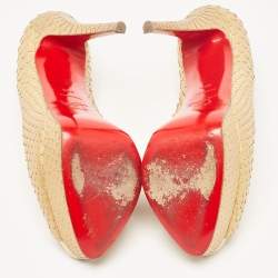 مملوكة مسبقًا Christian Louboutin Gold Python Lady Peep Pumps Size 39.5