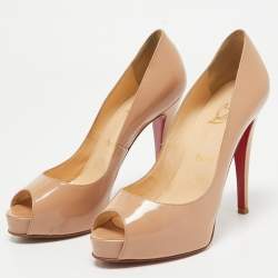Christian Louboutin Beige Patent Leather Very Prive Pumps Size 37.5