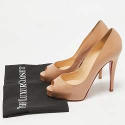 Christian Louboutin Beige Patent Leather Very Prive Pumps Size 37.5