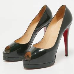 Christian Louboutin Dark Green Patent Leather Altadama Pumps Size 40