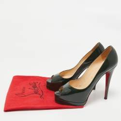 Christian Louboutin Dark Green Patent Leather Altadama Pumps Size 40