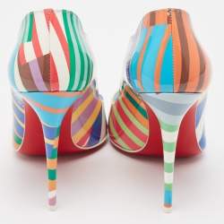 مملوكة مسبقًا Christian Louboutin Multicolor Printed Patent Leather Hot Chick Pumps Size 36
