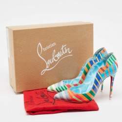 مملوكة مسبقًا Christian Louboutin Multicolor Printed Patent Leather Hot Chick Pumps Size 36