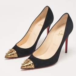 Christian Louboutin Black Suede Geo Pumps Size 38