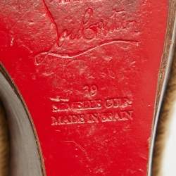 Christian Louboutin Brown Leather Espadrille Wedge Strappy Slingback Sandals Size 39