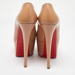 مملوكة مسبقًا Christian Louboutin Beige Patent Leather Platform Pumps 37.5