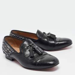 Christian Louboutin Black Leather Tassilo Loafers Size 41.5