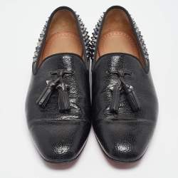 Christian Louboutin Black Leather Tassilo Loafers Size 41.5