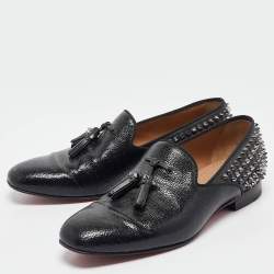 Christian Louboutin Black Leather Tassilo Loafers Size 41.5