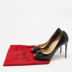 Christian Louboutin Black Patent Leather Very Prive Peep Toe Pumps Size 38.5