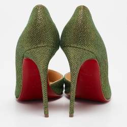 Christian Louboutin Green Glitter Fabric Iriza D'orsay Pumps Size 38