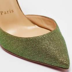 Christian Louboutin Green Glitter Fabric Iriza D'orsay Pumps Size 38