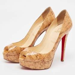 Christian Louboutin Beige Cork Lucido Banane Pumps Size 37.5