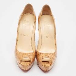 Christian Louboutin Beige Cork Lucido Banane Pumps Size 37.5