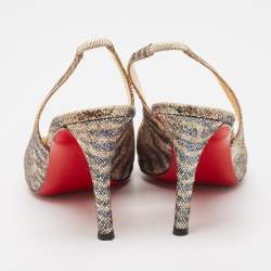 Pre Owned Christian Louboutin Gold Glitter Slingback Pumps Size 41