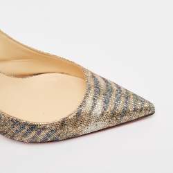 Pre Owned Christian Louboutin Gold Glitter Slingback Pumps Size 41