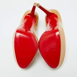 Christian Louboutin Beige Patent Leather Bianca Platform Pumps Size 38.5