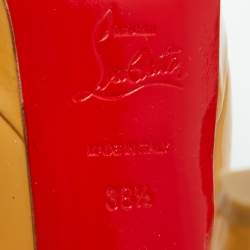 Christian Louboutin Beige Patent Leather Bianca Platform Pumps Size 38.5