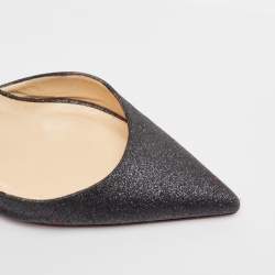 Pre Owned Christian Louboutin Black Glitter Slingback Pumps Size 40