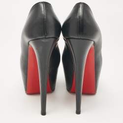 Pre Owned Christian Louboutin Black Leather Daffodile Platform Pumps Size 38.5