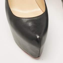 Pre Owned Christian Louboutin Black Leather Daffodile Platform Pumps Size 38.5