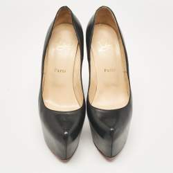 Pre Owned Christian Louboutin Black Leather Daffodile Platform Pumps Size 38.5