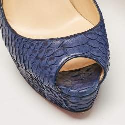 Christian Louboutin Blue Python Leather Lady Peep Peep Toe Pumps Size 37