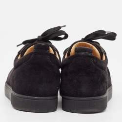 Pre Owned Christian Louboutin Black Suede Louis Junior Spikes Sneakers Size 36