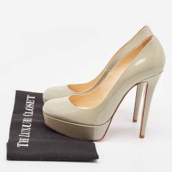 Christian Louboutin Grey Patent Leather Bianca Platform Pumps Size 38