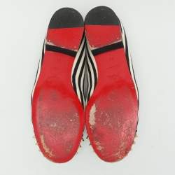 Christian Louboutin Multicolor Patent Leather And Canvas Havanana Spiked Smoking Slippers Size 38