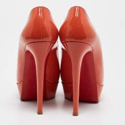 Christian Louboutin Orange Patent New Simple Platform Pumps 37