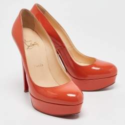 Christian Louboutin Orange Patent New Simple Platform Pumps 37